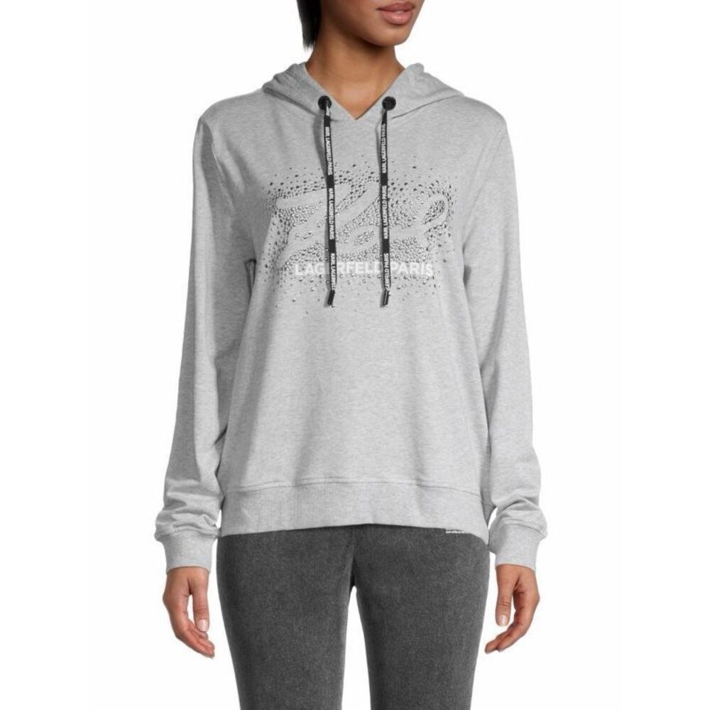 KARL LAGERFELD Hoodie New Pullover Studded Gray size Small